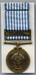 Korean War UN United Nations Military Award Medal with Ribbon Bar