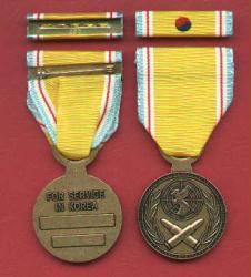 Republic of Korea ROK War Service medal with ribbon bar-Version 2