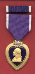 Full size Current Issue Purple Heart medal with ribbon bar