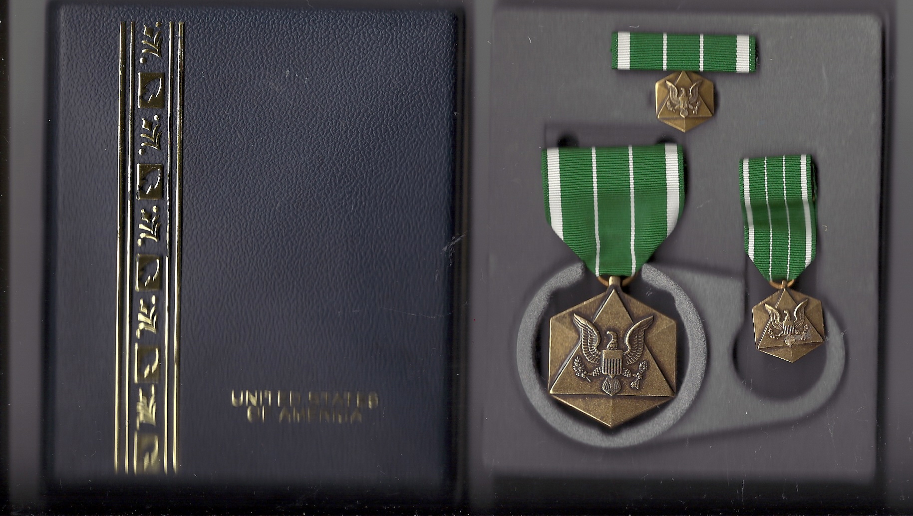 ARMY COMMENDATION MEDAL IN BOX WITH RIBBON BAR & LAPEL PIN 