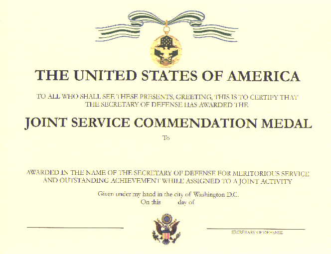 Certificate Of Commendation Usmc Template